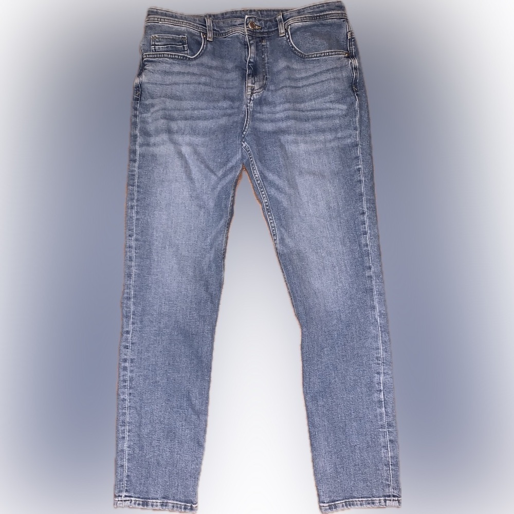 Zara Straight Leg Slim Skinny Denim Standards High Waist Jean 34 Mom Vintagecore